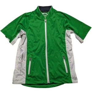 Sun Mountain Rainflex Women Medium Short Sleeve Golf Jacket Green White Zip